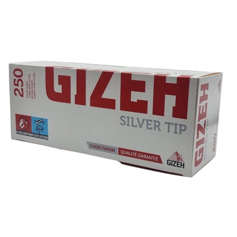 Cigarette filter tubes Gizeh Silver Tip 250