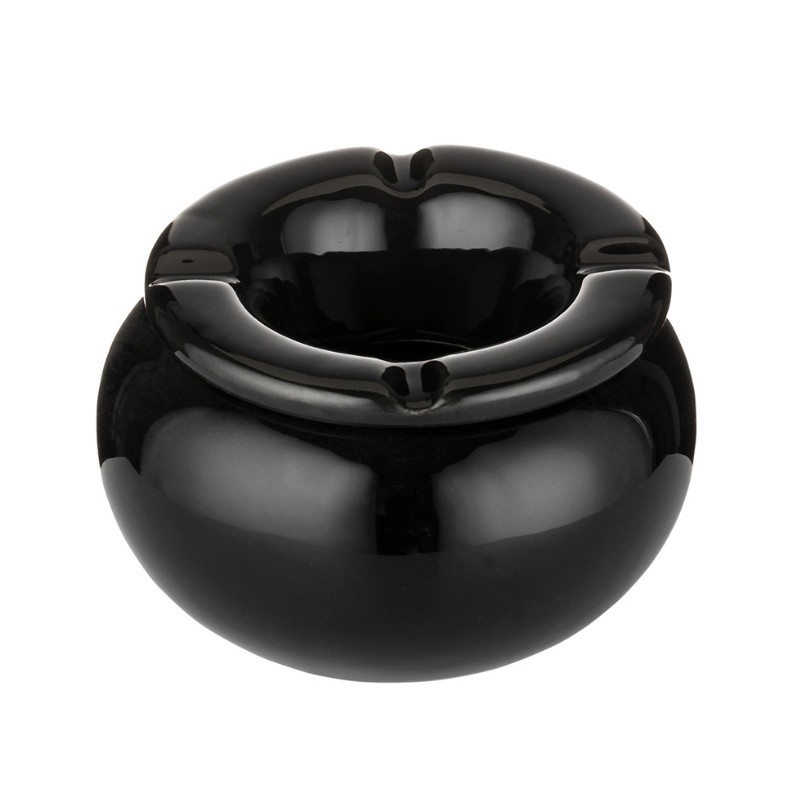 Mooie ronde zwarte keramische asbak deksel