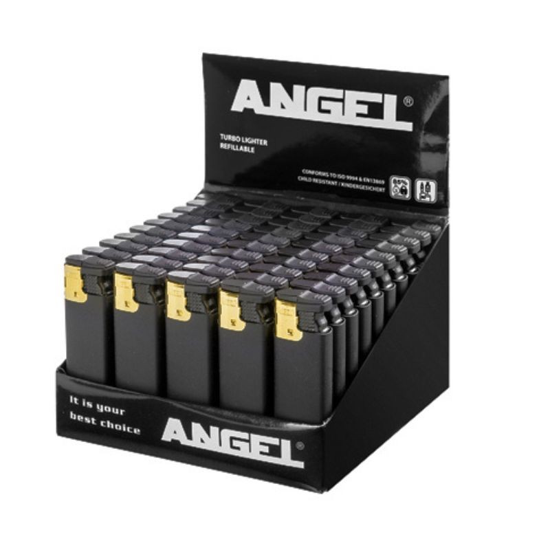 Lighters Angel Turbo Lighter Gold &amp; Black Rubber